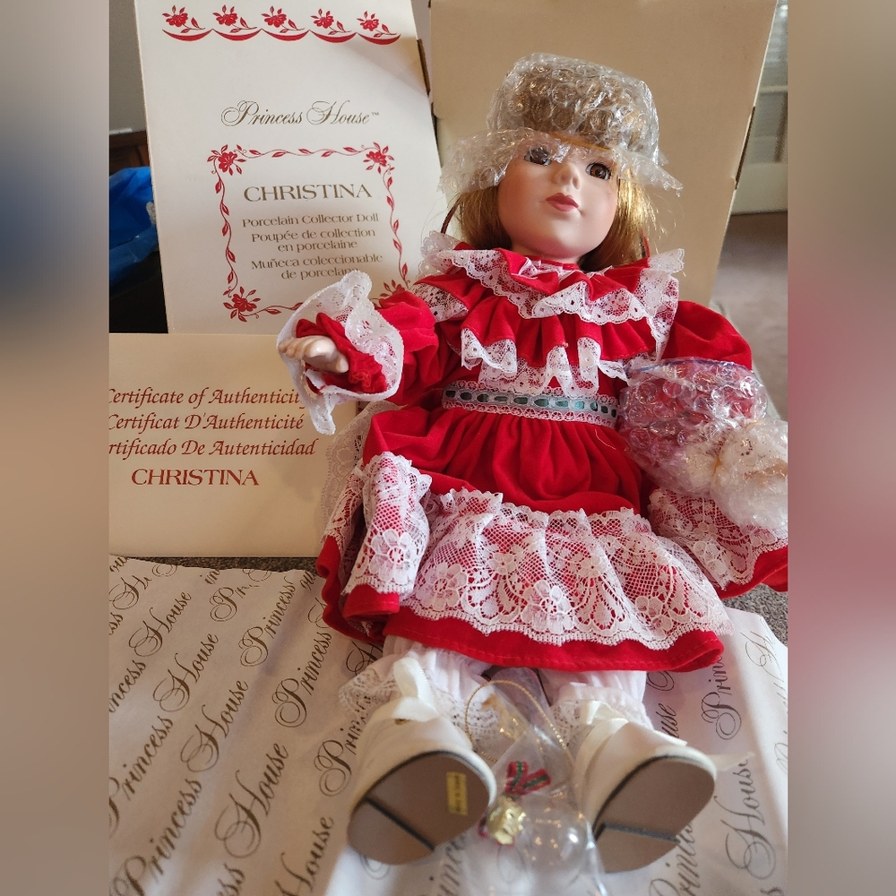 Princess House 1992 Vintage Christina Doll in Red Dress